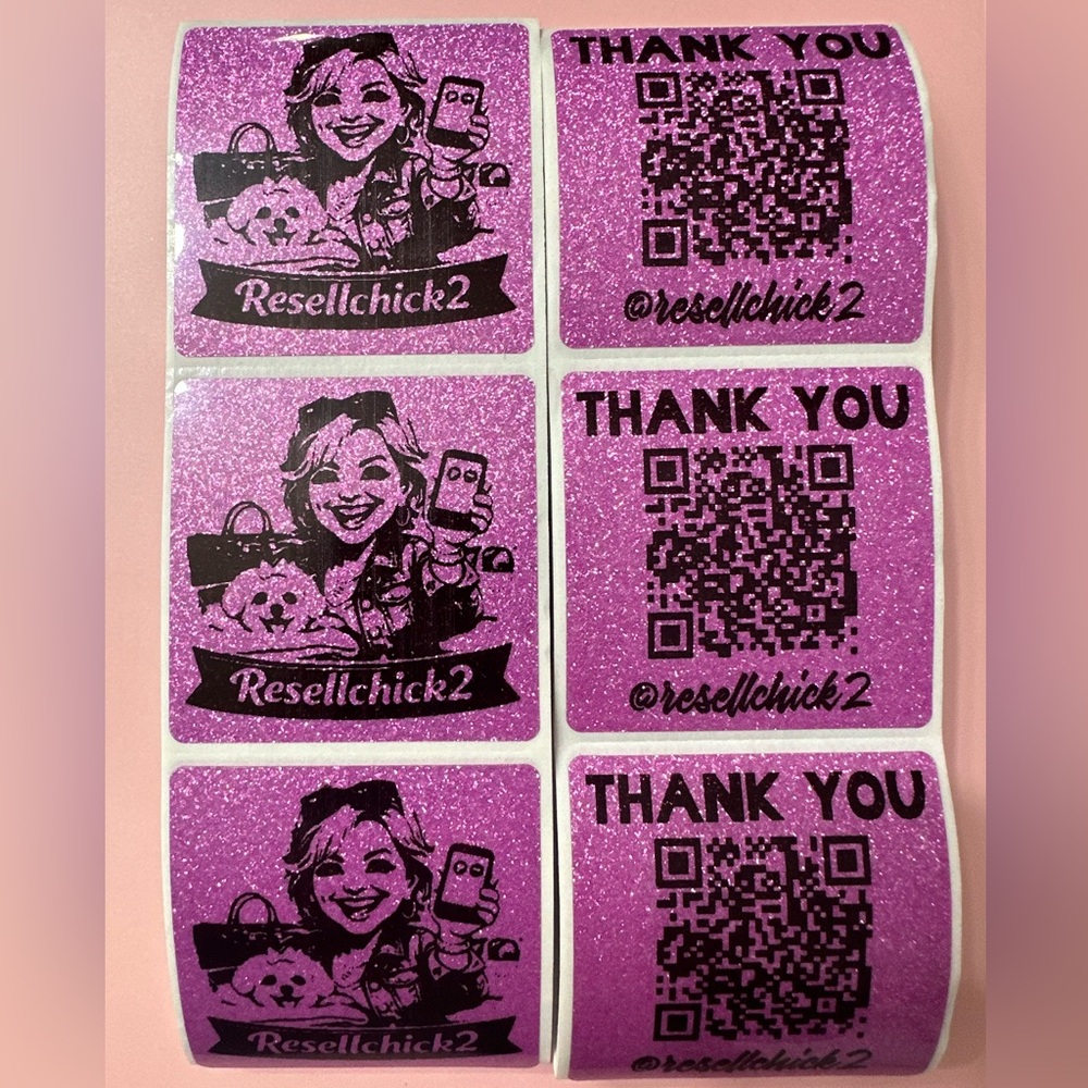 50 ct. Custom 2β Square Thank You, QR Code, FRAGILE Stickers OR LOGO - Picture 7 of 16